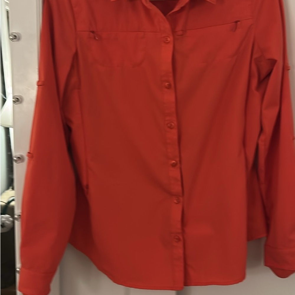Women's Orange Button-Up Shirt